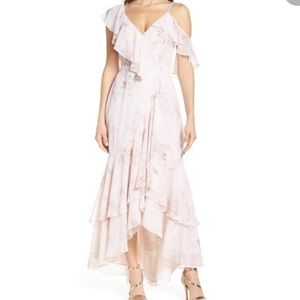 Wayf Blush Floral Wrap Maxi Dress